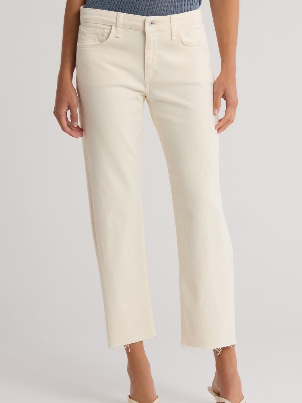 rag & bone Cream High-Rise Cropped Straight Jeans